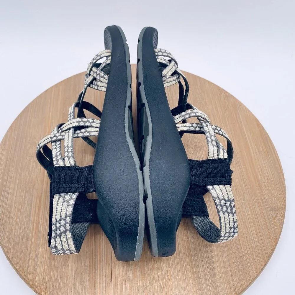 Chaco Women's Black Sandals with White Patterned Straps - Picture 9 of 10